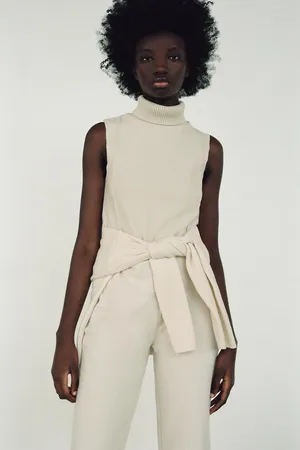 ZARA NWT  soft turtleneck ecru top. Size Large thumbnail 6