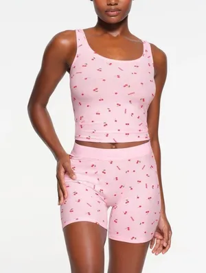 Skims Pink Limited Edition Ribbed Cherry Print Set Lana Del Ray Valentine thumbnail 1
