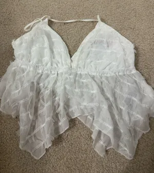 Edikted Flutter Frilled Tie Back Top White thumbnail 3