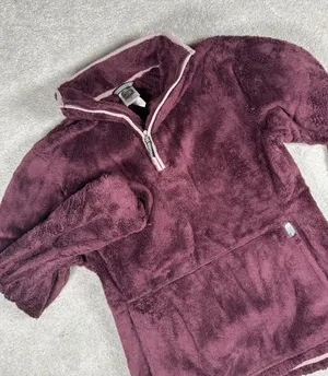 The North Face Women's Small Sherpa Fleece Pullover Sweater Purple 1/4 Zip‎ Soft thumbnail 1