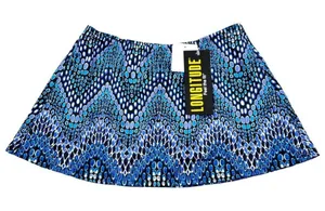 SKIRT ONLY Longitude Swim Coverup Skirt Blue Geometric Dot Size Small Beachwear thumbnail 1
