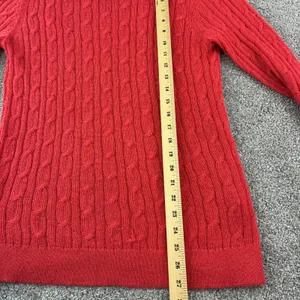 Banana Republic Sweater Womens L‎ Red 100% Alpaca Cable Knit Crew Neck Pullover thumbnail 7