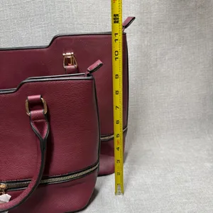 3 Piece Handbag Set‎ Burgundy Maroon Vegan Leather Tote Satchel Crossbody thumbnail 10