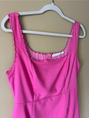 Altar'd State Bright Pink Scalloped Strap Mini Dress thumbnail 2