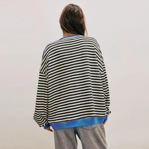 NWOT Free People Classic Striped Oversized Crewneck thumbnail 2