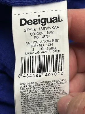 Desigual Royal Blue Sleeveless A-Line Dress Floral Womens Small‎ Stretch Summer thumbnail 3