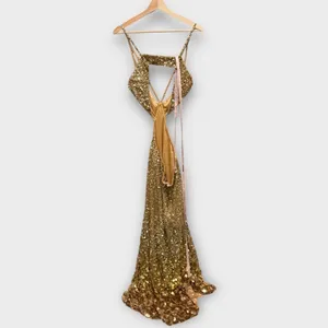 NWT Mac Duggal 6077 Gold Thin Strap Cut Out Gown With Ombre Sequins Size 8 thumbnail 8