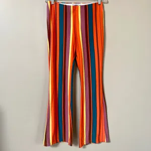 Urban Outfitters Bali Multi-color Striped Low-Rise boho Flare Stretch Pant Si… thumbnail 5