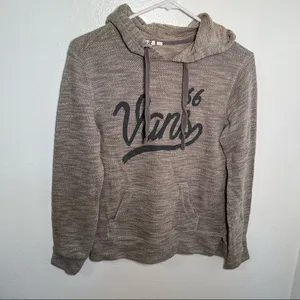 Vans Women's Size XS Hoodie Hooded Sweatshirt Gray Green Knit Kangaroo Pocket thumbnail 2