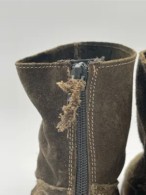 Antonio de Faria Mila Olive Green Suede Ankle Boots Western Zip Portugal Sz 7.5 thumbnail 4