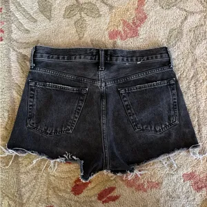Agolde 27 High Rise Denim Mini Shorts Black Distressed Raw Edge Hem thumbnail 3