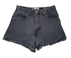 Levi's SilverTab Mom Shorts Women 28 Black Excellent High Waisted Denim thumbnail 1