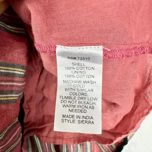 Sister Mary Sierra Dress Size Large Cotton Stripe Embroidered Smocked Boho Red thumbnail 9