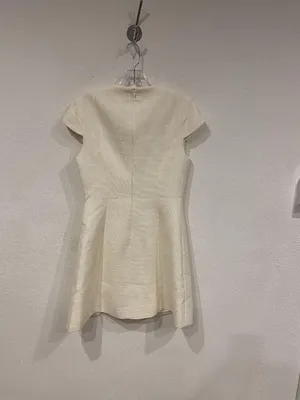 Commense Dress Womens Small White Asymmetric Sheath Short Sleeve Mini Textured thumbnail 4