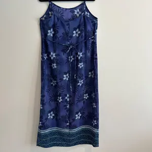 California Concepts Blue Floral Spaghetti Strap Midi Dress Women’s 14 Tie Back thumbnail 5