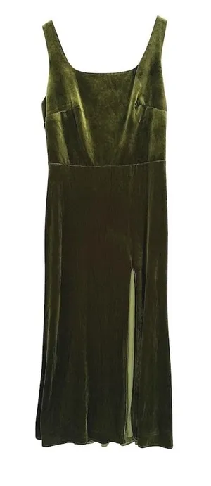 ChicSew Maxi Dress 12 Green Velvet Sleeveless Slit Formal Evening Gown Holiday thumbnail 1