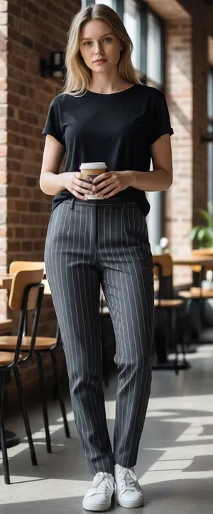 Agnona Black Pinstripe Tapered Trousers Made in Italy High Rise Dress Pants 48 thumbnail 1