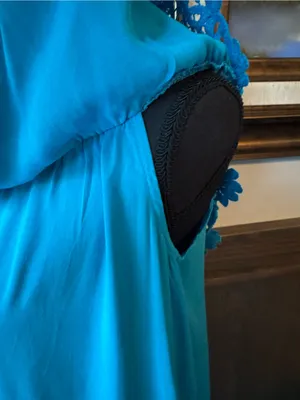 Sisjuly Teal Off-Shoulder Maxi Dress thumbnail 6