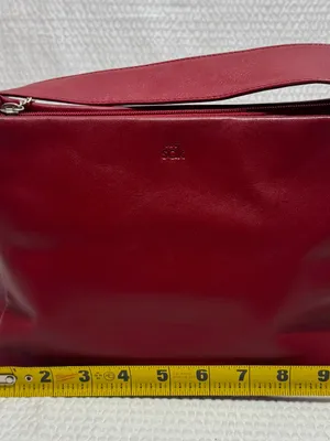 The Sak red leather shoulder bag zip closure, detachable strap interior pockets thumbnail 8