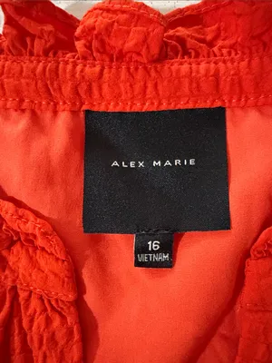 Alex Marie Bright Vanya V-Neck Orange Tiered Flutter-Sleeve Dress thumbnail 6