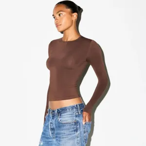 Nwt Skims (G14) Soft Smoothing Long Sleevet-Shirt In Cocoa Xs thumbnail 6