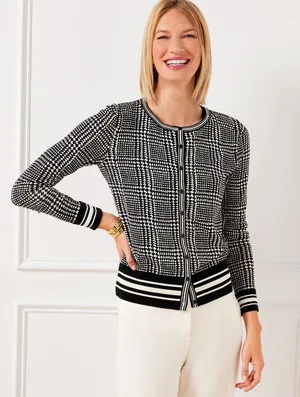 Talbots Houndstooth Glen Plaid CHARMING CARDIGAN thumbnail 1