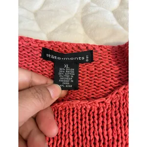 State-ments Knit Sweater Coral Red Long Sleeve Pullover Casual Business-‎ XL thumbnail 4