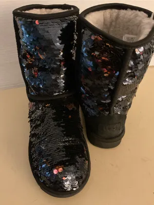 UGG women Black blue sparkle Sequin Classic Short Boots US 9 thumbnail 10
