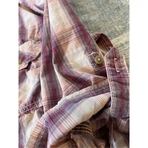 Carhartt Huron Cream Berry Red Pink Plaid Button Down 3/4 Sleeve Shirt Medium thumbnail 5