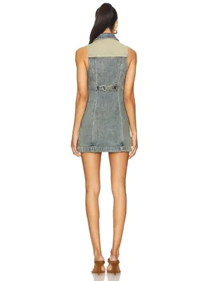 Abrand Roxie Denim Mini Dress Tint Dark Blue Womens Size Small thumbnail 3