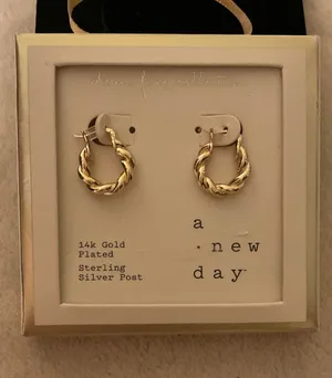 a new day Gold Twisted Mini Hoop Earrings thumbnail 1