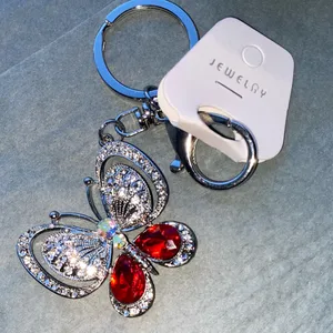 Sparkling Butterfly BagCharm/Keychain with Red Gems & Rhinestones NWT! thumbnail 1