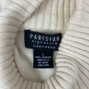 100% Cashmere Parisian Ivory Cream Long sleeve Mock Turtleneck Sweater L thumbnail 4