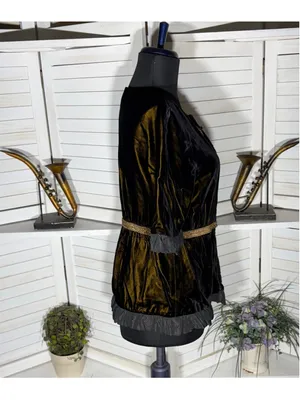 Vintage Victorian blouse crushed velvet brown Vamp whimsigoth cosplay Ren Fair thumbnail 3