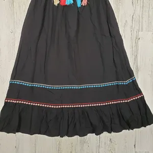 NWT Andree by Unit Black Embroidered Strappy Tassel Dress Women's Size Small thumbnail 4