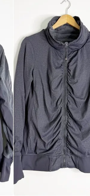 Lululemon Reversible Zip Jacket Gray Ruched Yoga Jacket Size 10 thumbnail 1