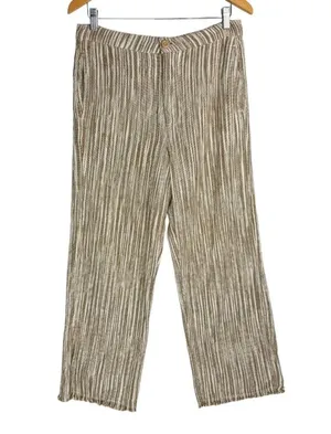 Free People Marta Yarn Dye Trouser Pants Sz 4 Stripe Wide Leg Cotton thumbnail 4