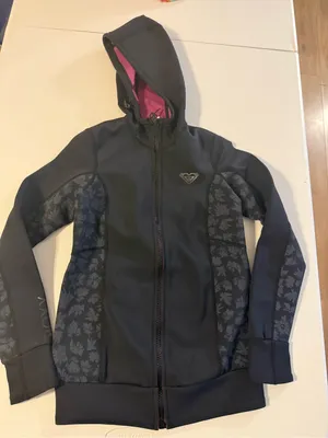 NEW ROXY Size 4 swell 1.0 paddle jacket hooded wetsuit women's black pink thumbnail 1