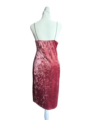 Active‎ USA Maroon Velvet Slip Dress Sz L thumbnail 6