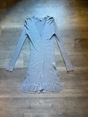 Meadow Rue Anthropologie Cali Gray Ribbed Midi Cardigan Size S thumbnail 3