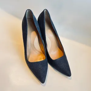 Banana Republic Navy Textured Pebble Leather Heels Size 9.5 thumbnail 5