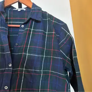 Madewell Flannel Oversized Ex-Boyfriend Shirt in Dark‎ Plaid 100% Cotton Size XS thumbnail 4