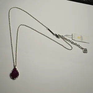 Kendra Scott Purple Pendant Silver Tone Necklace Adjustable Length NWT thumbnail 1