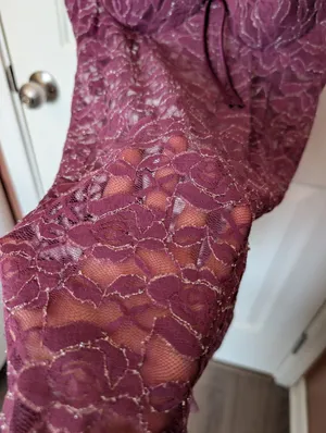 Frederick's of Hollywood Floral Lace Negligee XLarge Plum thumbnail 6
