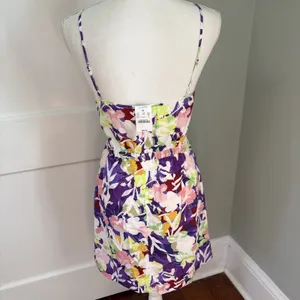 NWT J. Crew Seaside Cami Dress Size 2 White Purple Abstract Floral Casual thumbnail 4
