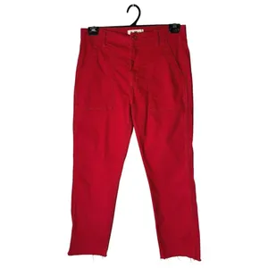 AMO Easy‎ Army Trouser Women 29 Red Raw Hem Patch Pocket Straight Leg Preppy thumbnail 2