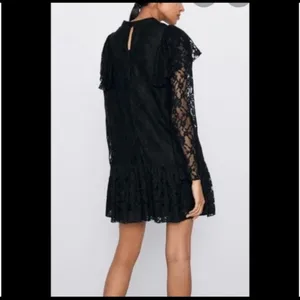 Zara Black Lace Ruffle Yoke Mini Dress thumbnail 4