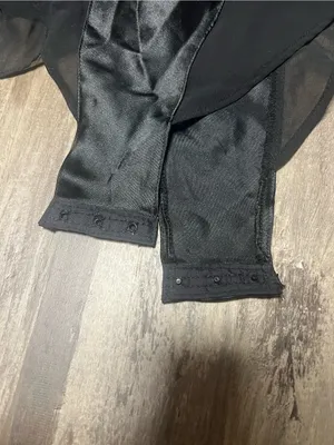 Vintage 90s Victorias Secret Black Satin Chiffon Ruffle Teddy Bodysuit Medium thumbnail 6