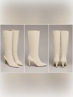 Bloomingdale’s Made in Italy Ivory Suede Knee High Boots Size 7B thumbnail 2