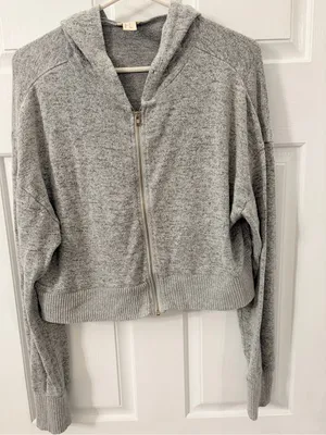 Forever 21 Light Gray Zip-Up Hoodie thumbnail 1